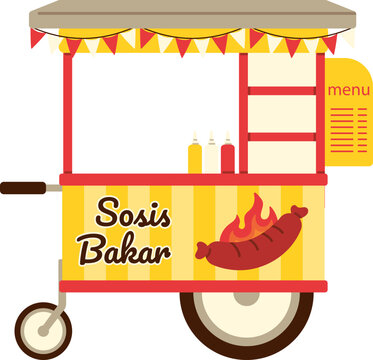 Gerobak Makanan Jalanan Sosis Bakar