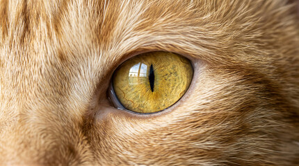 Intriguing close-up of a cat's eye indoor setting photography natural light detailed perspective
