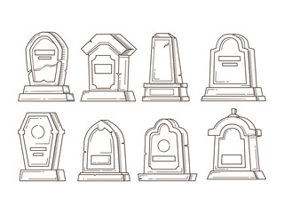 Grave Tombstone Outline Doodle Vector illustration