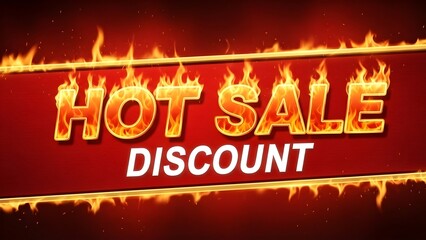 Fototapeta premium Hot sale discount banner with glowing text, promotional background for marketing, advertising, retail sales and special offers