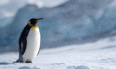 Obraz premium King Penguin in the open abyss of antarctica