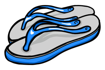A pair of white sandals with blue soles with transparent background