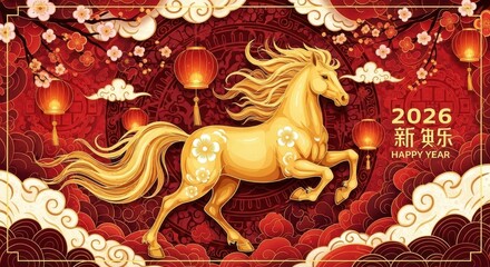 Golden Horse Floral Art