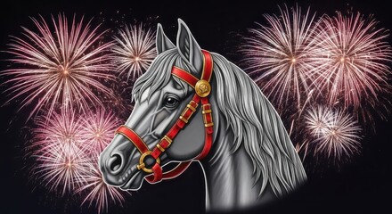 Horse Fireworks Portrait