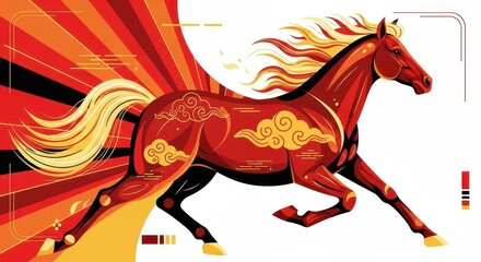 Dynamic Red Horse Illustration
