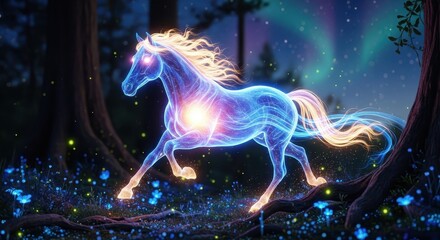 Neon Horse Fantasy Art