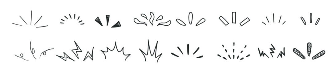 Obraz premium Awareness, hand drawn attention mark set, concentration, surprise, decoration