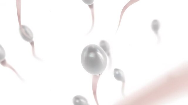 Microscopic view of sperm cells swimming in bright light
