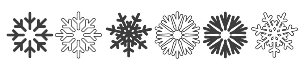 Fototapeta premium Different snowflake icons. Christmas Elements. Modern flat style snowflakes. Vector illustration