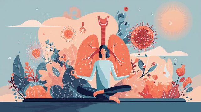 Healthy aging concept art, abstract immune response imagery combined with symbols of vitality and balance, minimal modern design, calm optimistic mood, editorial wellness illustration style