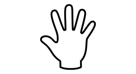 Fototapeta premium Outline of a human hand with fingers spread, isolated on white background