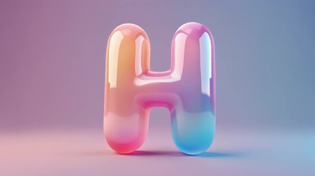 A glossy colorful letter H displaying a smooth gradient effect