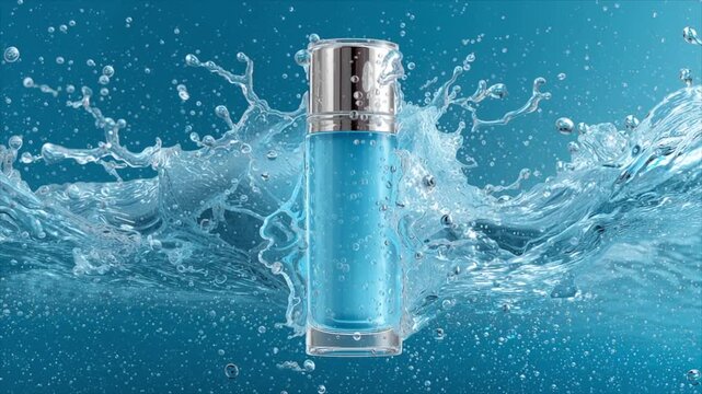 Floating Cosmetic Serum Bottle with No Brand Label, Isolated Beauty Packaging Design for Skincare Marketing