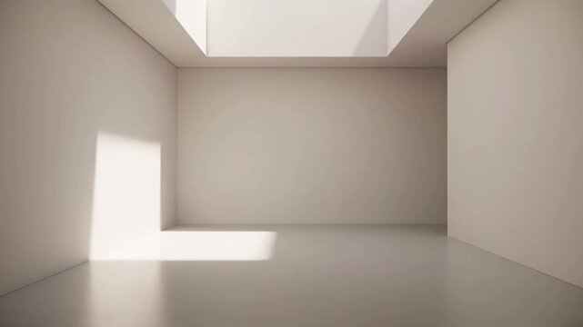 Tranquil Studio Top Light A quiet, uncluttered indoor space under a focused, clean top light, emphasizing a sense of calm and clarity on the smooth, empty surfaces below, with a locked camera