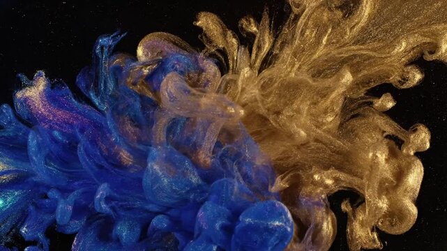 Seamless Ink Loop A perfectly looping, abstract video of shimmering duotone ink expanding and contracting on a surface, designed as a tranquil yet dynamic visual for backgrounds and overlays.