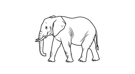 Fototapeta premium Simple Line Drawing of an Elephant Walking