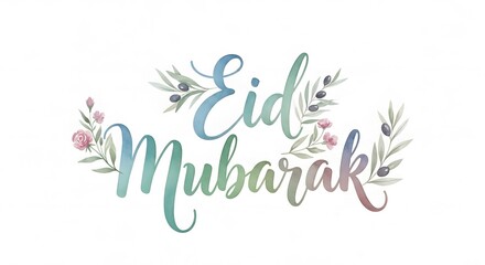 Obraz premium Eid mubarak greeting with floral elements