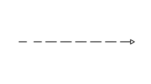 Arrow loading icon in black color, concept animation, dotted line animation on white background.