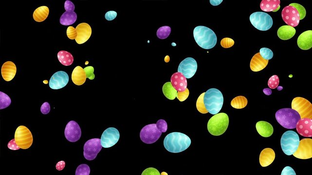 Colorful Easter eggs motion graphics with plain black background