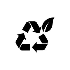 Obraz premium A black silhouette depicts a universal recycling symbol intertwined with stylized green leaves conveying environmental consciousness silhouette high quality professional detailed modern elegant