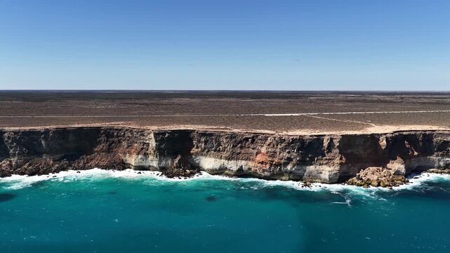Nullarbor Plain, South Australia &ndash; 4K aerial drone footage of Great Australian Bight with dramatic coastal cliffs, turquoise ocean and rugged wilderness