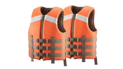 Bright orange life jackets with reflective strips for enhanced visibility