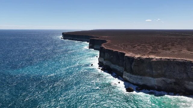 Nullarbor Plain, South Australia &ndash; 4K aerial drone footage of Great Australian Bight with dramatic coastal cliffs, turquoise ocean and rugged wilderness