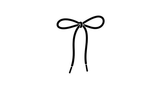Black jogger drawcord tied in a neat bow against an isolated white background, showcasing minimalist design and symmetry