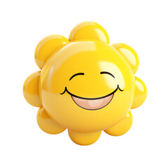 Smiling yellow flower character with winking eyes and shiny petals