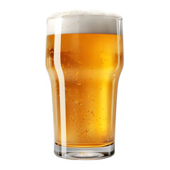 Fresh beer in a glass with foam on top