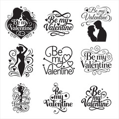Decorative Be My Valentine Heart Swirl Elegant Vector Design