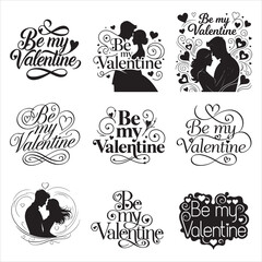 Elegant Be My Valentine Heart Swirl Minimal Vector Design