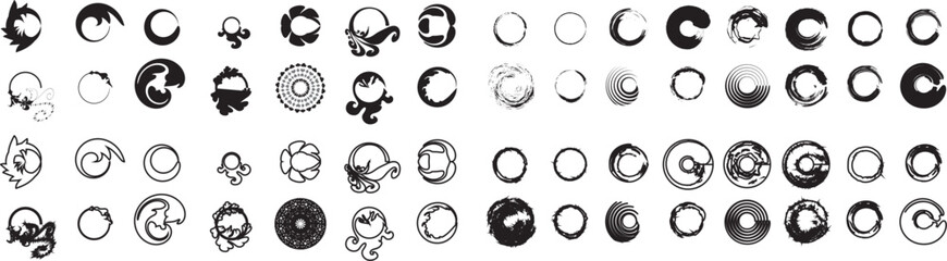 borderGrunge circle frames. Hand drawn grunge circles with rough brush texture and ink splash effect. Grunge round shapes. Grunge banner collection. , distressed, draw, presentation, artistic, stain, 