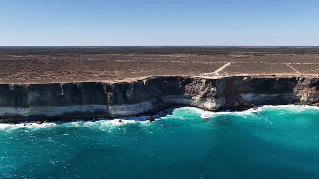Great Australian Bight, Nullarbor Plain, South Australia &ndash; 4K aerial drone footage of dramatic coastal cliffs, turquoise ocean and rugged wilderness