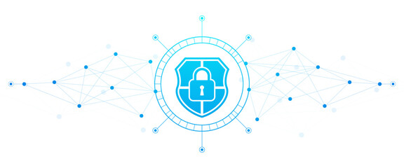 Digital Shield With Triangle Polygon Data Network Technology Connect Lines and Dots Representing Cybersecurity Measures and Data Protection