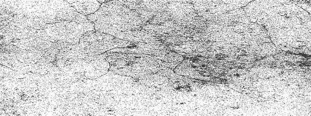 Fototapeta premium Black and White Distressed Grunge Texture Overlay Vector Rough Wall Surface Background Effect with Cracks, Noise, and Grain