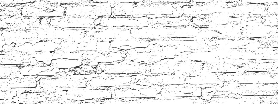 Abstract distressed vector brick wall texture grunge overlay pattern background Seamless black and white graphic resource