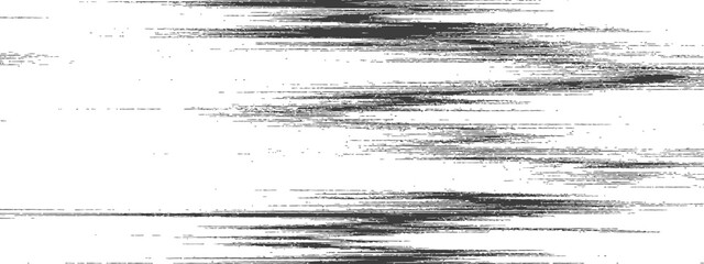 Black and White Glitch Distressed Horizontal Line Noise Texture Abstract Grunge Vector Overlay