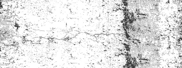 Obraz premium Vintage black and white grunge texture overlay abstract distress background with canvas pattern and cracks