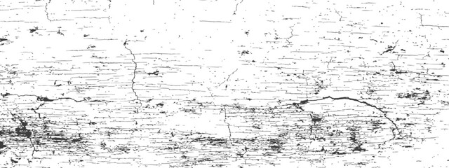 Fototapeta premium Vector grunge texture overlay with distressed black spots and horizontal cracking lines monochrome background
