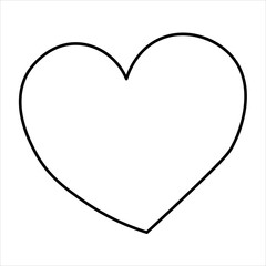 Simple black outline of a heart shape on a white background, representing love and affection.