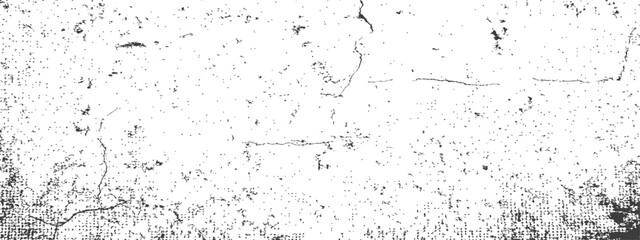 Vintage Grunge Overlay Texture Vector Distressed Wall Background with Cracks Scratches Dust and Grain Black and White Abstract Design Element