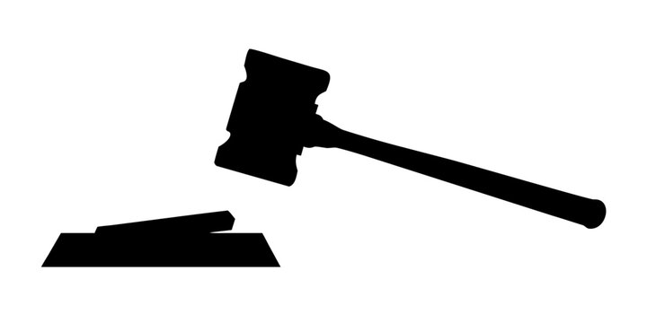 Judge Gavel and Sound Block Justice Legal System Silhouette Vector Icon
