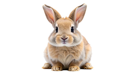 Obraz premium Adorable front-facing bunny with large ears, fluffy fur, and innocent eyes against a black backdrop