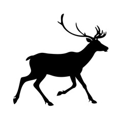 Obraz premium Christmas Reindeer Sleigh Pulling Silhouette Vector Festive Holiday Icon