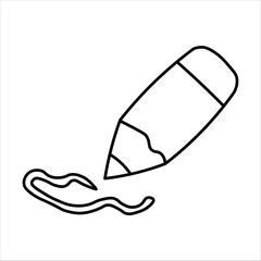 A simple black and white line drawing of a pencil creating a wavy line on a white background.