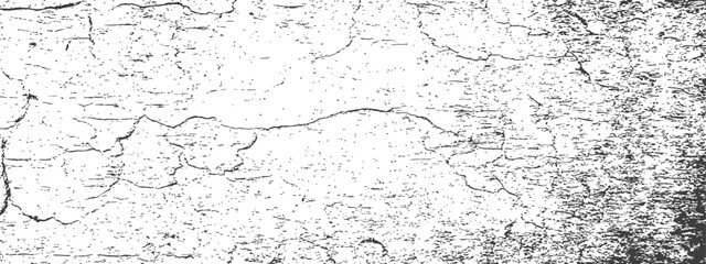 Fototapeta premium Abstract Distressed Vector Texture Overlay Cracked Wall Surface Grunge Background Black and White Grain Effect