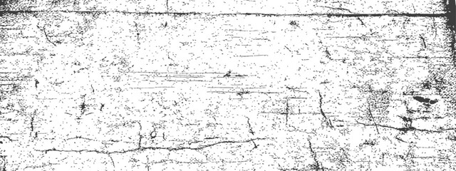 Obraz premium Vintage distressed wood wall texture overlay Black and White vector grunge background with cracks scratches and grain effect