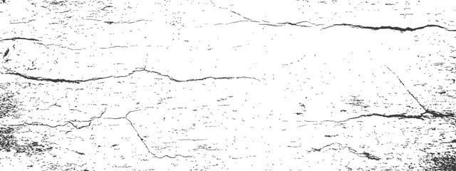Fototapeta premium Distressed vector texture overlay black and white grunge background with cracks and speckled noise