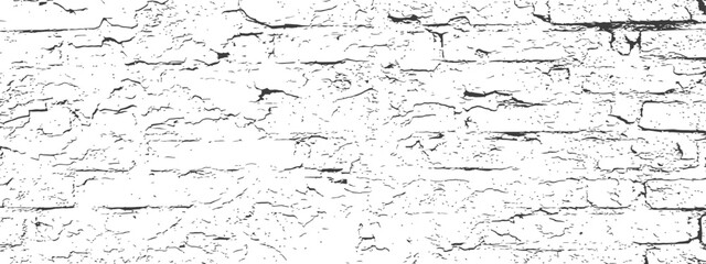 Fototapeta premium Vector distressed grunge texture of a brick wall with cracked and peeling paint monochrome background overlay